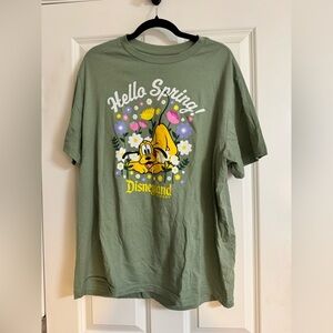 Disney Sage Green Crewneck Tee with Black Logo Print
